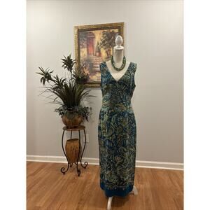 Maggy London Women 14 V-Neck Sheath Dress Sleeveless Cutout Back Zipper